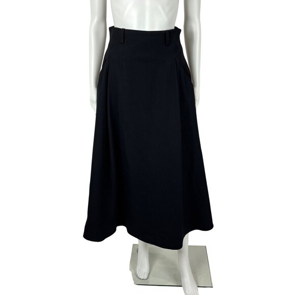 Vintage 70s Circle Skirt Womens Extra Small Solid Black High Waist Pockets - Picture 1 of 10